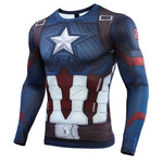 Avengers: Endgame Captain America Workout Compression Shirt - Long Sleeve Halloween