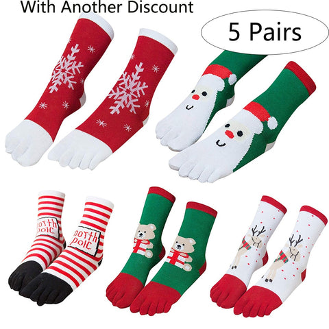 1/4/5pcs One Size Cute Cotton Funny Toe Socks