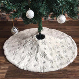 78/90/122cm White Flannel Embroidered Snowflake Christmas Tree Skirt