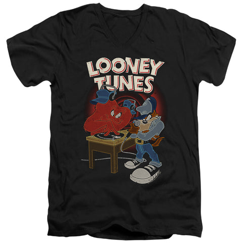 Looney Tunes/dj Looney Tunes-s/s Adult V-neck 30/1-black