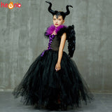 Black Gown Tutu Dress With Deluxe Horns And Wings