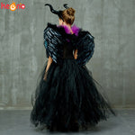 Black Gown Tutu Dress With Deluxe Horns And Wings