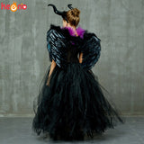 Black Gown Tutu Dress With Deluxe Horns And Wings