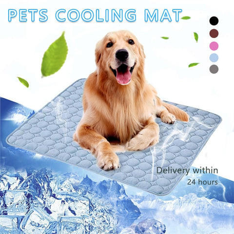 Pet Pad Summer Cooling Mat Dog Beds Mats Blue Pet Ice Pad Cool  Cold Silk Moisture-Proof  Cooler Mattress Cushion Puppy