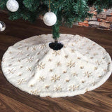 78/90/122cm White Flannel Embroidered Snowflake Christmas Tree Skirt