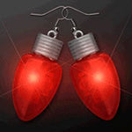 Flashing Christmas Bulb Earrings Red