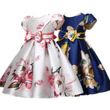 Yoliyolei Satin A-Line Cute Dress Girls Birthday Floral Print Dresses Children Clothing Casual Princess Party Clothes With Bow