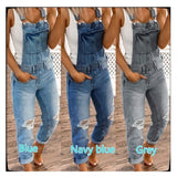 Cargo Pants Women Holes Slim Fit Overalls Women&#39;s Pants Ripped Suspenders Printed Overalls  With Women Jeans Washed Streetwear