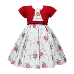 Yoliyolei Satin A-Line Cute Dress Girls Birthday Floral Print Dresses Children Clothing Casual Princess Party Clothes With Bow