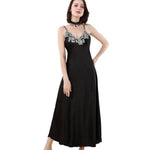 Ladies Silk Long Gowns Black Sleepwear Nightgown Plus Women Night Dress Lingerie Red Negligee Nightwear Sexy Dressing Gown