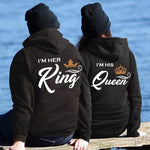 Printing Her King His Queen Lover Hoodies Harajuku Womens Clothing Sweatshirt Plus Size Couple Hoodies