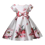 Yoliyolei Satin A-Line Cute Dress Girls Birthday Floral Print Dresses Children Clothing Casual Princess Party Clothes With Bow