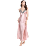 Ladies Silk Long Gowns Black Sleepwear Nightgown Plus Women Night Dress Lingerie Red Negligee Nightwear Sexy Dressing Gown