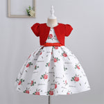 Yoliyolei Satin A-Line Cute Dress Girls Birthday Floral Print Dresses Children Clothing Casual Princess Party Clothes With Bow