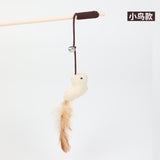 Cartoon Pet Cat Toy Stick Feather Rod Mouse Toy with Mini Bell Cat Catcher Teaser Interactive Cat Toy Kitten игрушки для кошек