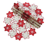 XD99022 Candy Cane Poinsettia Doilies, Set of 4