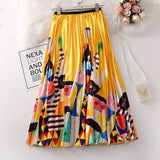 Women's Cartoon Printed Pleated Skirt