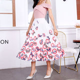 Women's Cartoon Printed Pleated Skirt