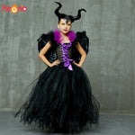 Black Gown Tutu Dress With Deluxe Horns And Wings