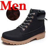 Winter Men Boots PU Outdoor Snow Ankle Boots Male Lace Up Anti-slip Booties British Sneakers Plus Size 46 Zapatos De Hombre