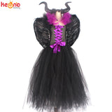 Black Gown Tutu Dress With Deluxe Horns And Wings