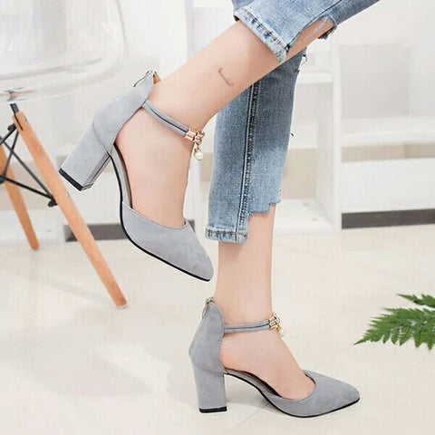 Women high heels thick with rough heels
