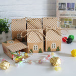 Christmas house style Christmas Gift Box Kraft Paper Gift Candy Bag Paper Bag Kraft Candy Cookies Box Party Supplies