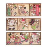 9pcs/box Christmas Car Wooden Pendants Xmas Tree Hanging Ornaments Christmas Decorations for Home Kids Gift Noel Navidad Decor