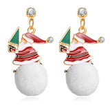 New Christmas Earrings Crystal Snowman Jewelry Christmas Tree Stud Earring For Women Creative Party Accessories Girl Gifts