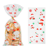 50pcs Santa Claus Christmas Tree Elk PVC Bags Transparent Clear Gift Bag for Christmas Gift Baking Candy Cookie Packaging Bags