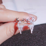 Rinhoo Christmas Stud Earrings Rhinestone Snowflake Elk Earrings Pendant Ear Jewelry Women Cute Christmas Festival New Year Gift