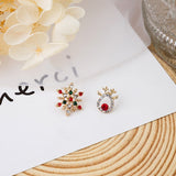 Rinhoo Christmas Stud Earrings Rhinestone Snowflake Elk Earrings Pendant Ear Jewelry Women Cute Christmas Festival New Year Gift