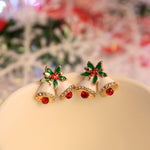 Rinhoo Christmas Stud Earrings Rhinestone Snowflake Elk Earrings Pendant Ear Jewelry Women Cute Christmas Festival New Year Gift