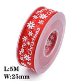 5Meters 10mm 15mm 25mm Christmas Ribbons Decoration Wedding   Gift Wrapping Organza Silk Satin Ribbon Printed Bow for Crafts DIY