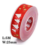 5Meters 10mm 15mm 25mm Christmas Ribbons Decoration Wedding   Gift Wrapping Organza Silk Satin Ribbon Printed Bow for Crafts DIY