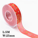 5Meters 10mm 15mm 25mm Christmas Ribbons Decoration Wedding   Gift Wrapping Organza Silk Satin Ribbon Printed Bow for Crafts DIY