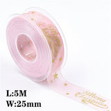 5Meters 10mm 15mm 25mm Christmas Ribbons Decoration Wedding   Gift Wrapping Organza Silk Satin Ribbon Printed Bow for Crafts DIY