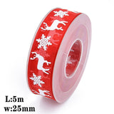 5Meters 10mm 15mm 25mm Christmas Ribbons Decoration Wedding   Gift Wrapping Organza Silk Satin Ribbon Printed Bow for Crafts DIY