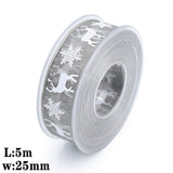 5Meters 10mm 15mm 25mm Christmas Ribbons Decoration Wedding   Gift Wrapping Organza Silk Satin Ribbon Printed Bow for Crafts DIY