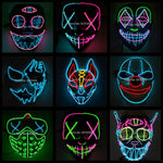 2021 Hot Sales Fashion LED Mask Luminous Glowing Halloween Party Mask Neon EL Mask Halloween Cosplay Mask Mascara Horror Maska