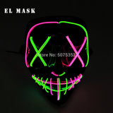 2021 Hot Sales Fashion LED Mask Luminous Glowing Halloween Party Mask Neon EL Mask Halloween Cosplay Mask Mascara Horror Maska