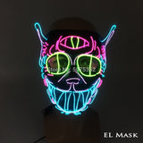 2021 Hot Sales Fashion LED Mask Luminous Glowing Halloween Party Mask Neon EL Mask Halloween Cosplay Mask Mascara Horror Maska