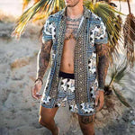 Hawaiian Set Mens Printing Set Short Sleeve Summer Casual Floral Shirt Beach Two Piece Suit 2021 New Fashion Men Sets M-3XL