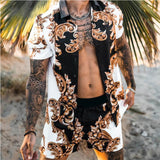 Hawaiian Set Mens Printing Set Short Sleeve Summer Casual Floral Shirt Beach Two Piece Suit 2021 New Fashion Men Sets M-3XL