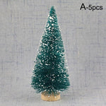 5pcs Decorated small Christmas tree Cedar pine on sisal silk Blue-green  gold  silver and red mini Christmas tree ornaments