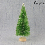 5pcs Decorated small Christmas tree Cedar pine on sisal silk Blue-green  gold  silver and red mini Christmas tree ornaments