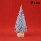 5pcs Decorated small Christmas tree Cedar pine on sisal silk Blue-green  gold  silver and red mini Christmas tree ornaments