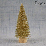 5pcs Decorated small Christmas tree Cedar pine on sisal silk Blue-green  gold  silver and red mini Christmas tree ornaments