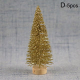 5pcs Decorated small Christmas tree Cedar pine on sisal silk Blue-green  gold  silver and red mini Christmas tree ornaments