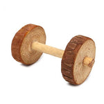 Cute Natural Wooden Rabbits Toys Pine Dumbells Unicycle Bell Roller Chew Toys for Guinea Pigs Rat Small Pet Molars Supplies